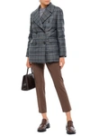 BRUNELLO CUCINELLI DOUBLE-BREASTED CHECKED METALLIC WOOL-BLEND DOWN COAT,3074457345620933323