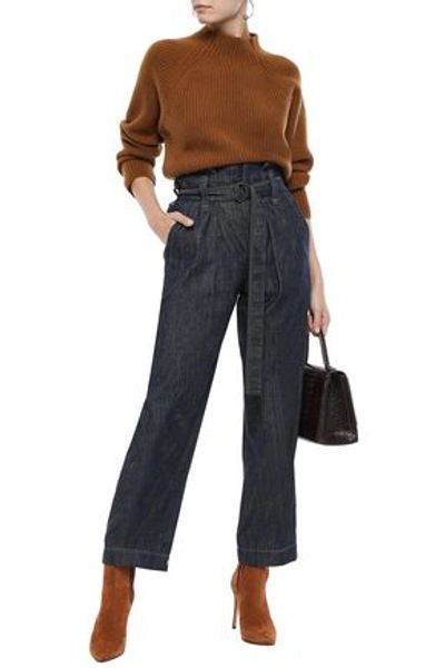 Brunello Cucinelli Bead-embellished High-rise Straight-leg Jeans In Mid Denim