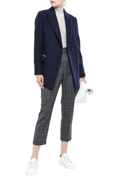 Brunello Cucinelli Cropped Prince Of Wales Checked Wool Straight-leg Pants In Gray