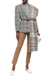 BRUNELLO CUCINELLI BRUNELLO CUCINELLI WOMAN EMBELLISHED FRAYED CHECKED ALPACA AND WOOL-BLEND SCARF BROWN,3074457345621410797