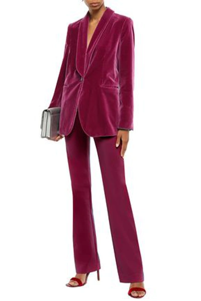 Brunello Cucinelli Bead-embellished Cotton-velvet Blazer In Grape