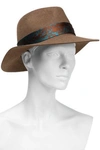 MAISON MICHEL MAISON MICHEL WOMAN RICO JACQUARD-TRIMMED RABBIT-FELT FEDORA LIGHT BROWN,3074457345620717790