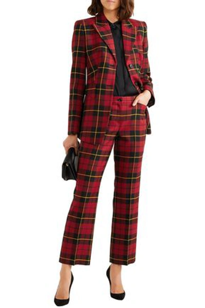 Michael Kors Checked Wool-twill Blazer In Red