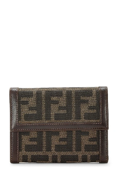 Pre-owned Fendi Brown Zucca Canvas Compact Wallet