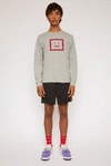 ACNE STUDIOS Face-motif long-sleeved t-shirt Light Grey Melange