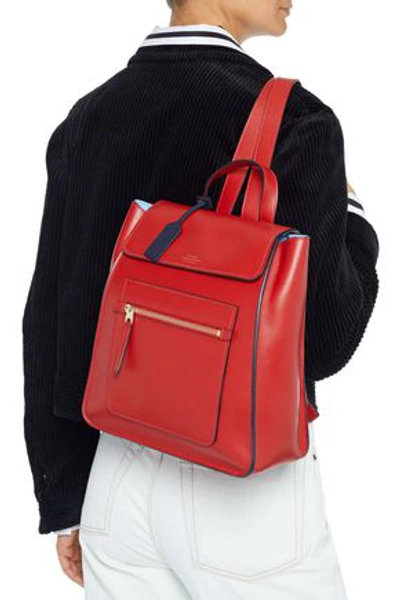 Smythson Bond Leather Backpack In Red