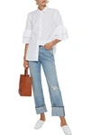 STATESIDE STATESIDE WOMAN TIERED COTTON SHIRT WHITE,3074457345621498366