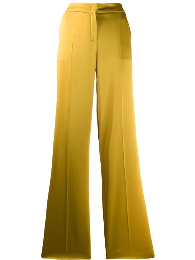 Escada High Waist Flared Leg Trousers In Yellow