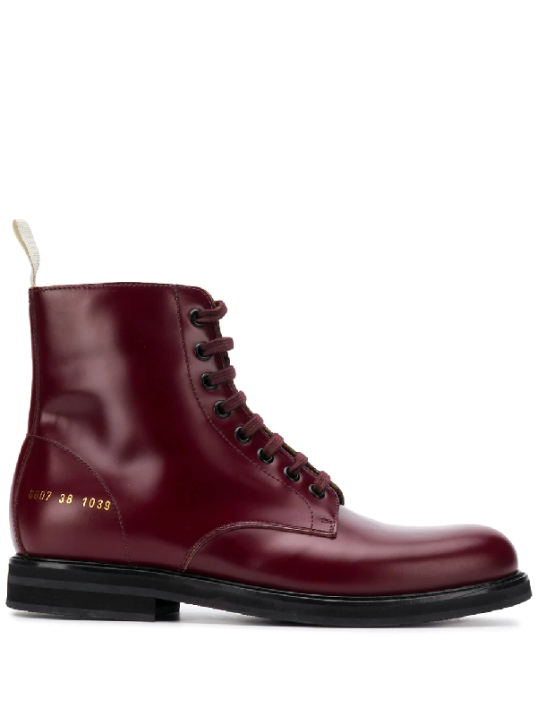 red lace up combat boots