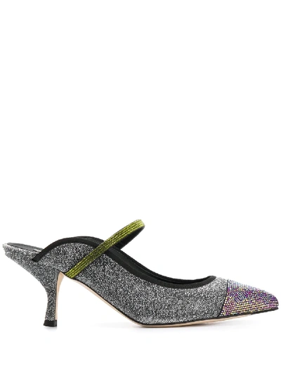 Marco De Vincenzo Embellished Glitter Mules In Silver