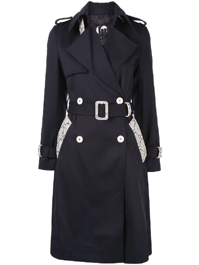 Comme Moi Double Breasted Trench Coat In Blue