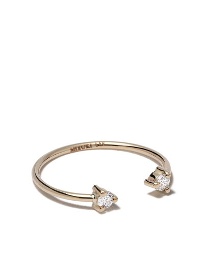 Mizuki 14kt Yellow Gold Two Diamonds Open Ring