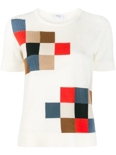 Akris Punto Square Intarsia Knitted Top In Neutrals