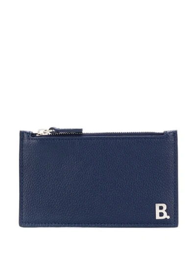 Balenciaga B Long Coin And Card Holder In Blue