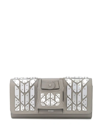 Perrin Paris La Newyorkaise Embellished Clutch Bag In 银色