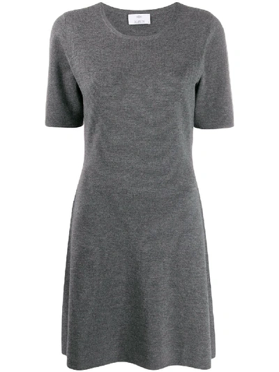 Allude Short-sleeved Knitted Dress In 灰色