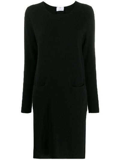 Allude Long-sleeved Cashmere Dress In 黑色