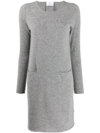 Allude Long-sleeved Cashmere Dress In 灰色