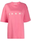 Marni Logo Print Cotton Jersey T-shirt In Pink