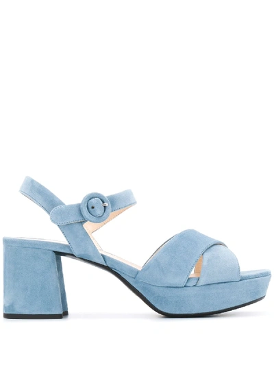 Prada Platform 65mm Suede Sandals In 蓝色