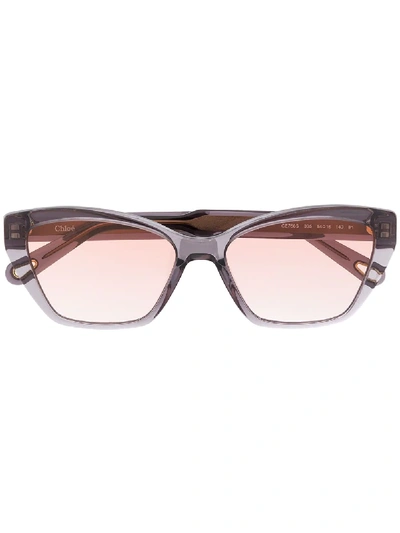 Chloé Willow Rectangular-frame Sunglasses In 灰色