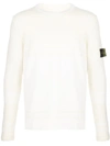 Stone Island Striped Logo Patch Jumper In White