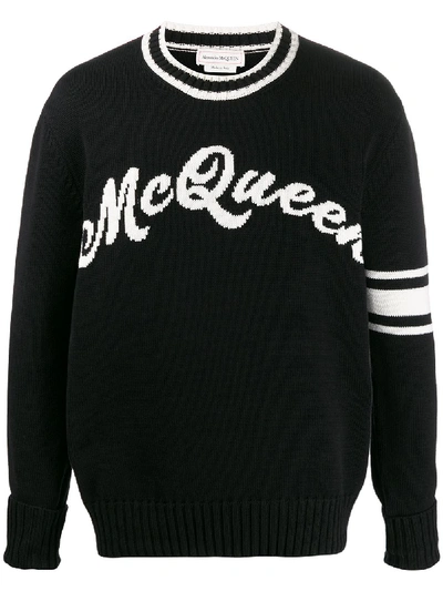 Alexander Mcqueen Intarsia Logo Jumper In 黑色