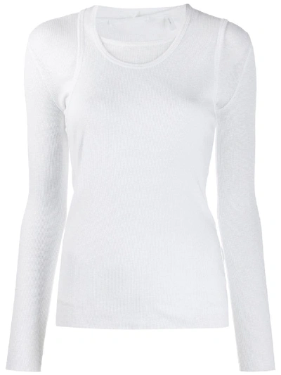 Helmut Lang Layered Ribbed Top In White