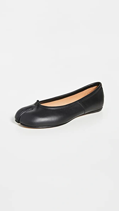 Maison Margiela Tabi Split-toe Leather Ballet Flats In Black