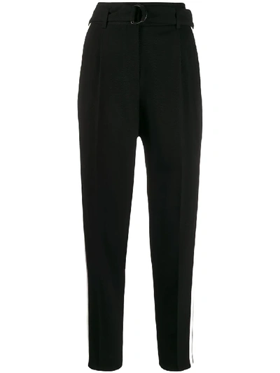 Akris Punto Side Stripe Tapered-leg Trousers In Black