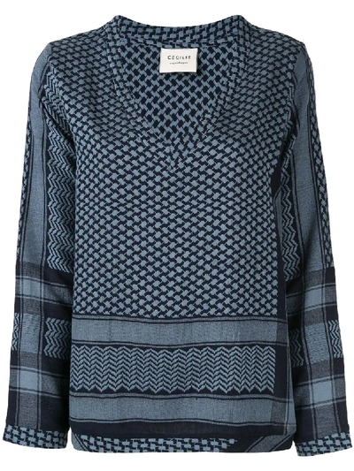 Cecilie Copenhagen Patterned Relaxed Blouse In Blue