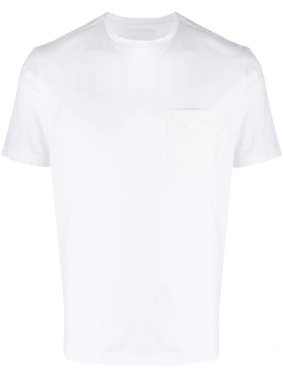 Prada Embroidered Logo T In White
