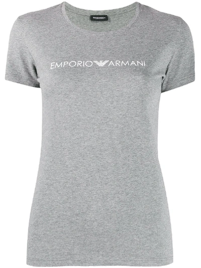 Emporio Armani Logo Printed T-shirt In Grey