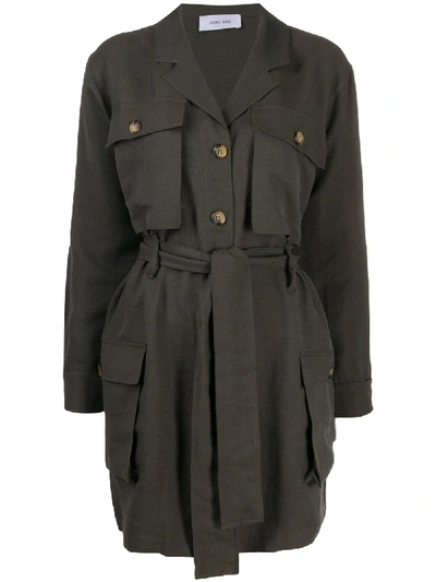 Anine Bing Belted Trench Coat In Green