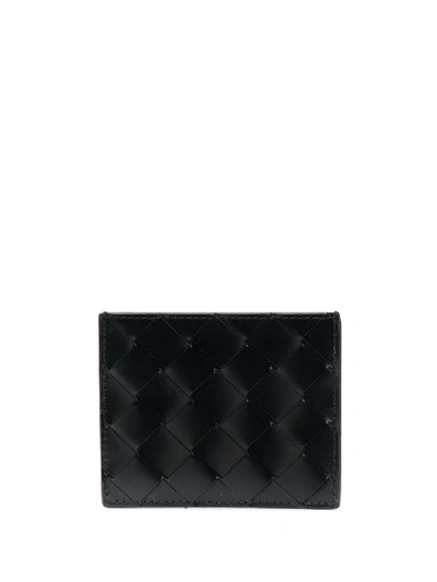 Bottega Veneta Woven Detailed Card Holder In Black