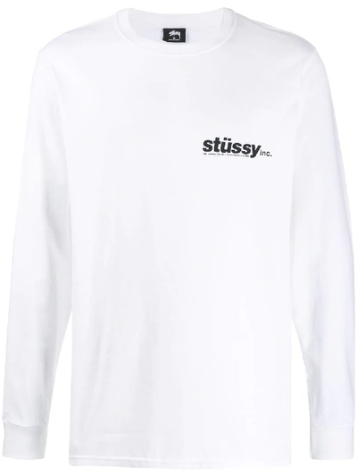 Stussy Long Sleeve Logo T-shirt In White