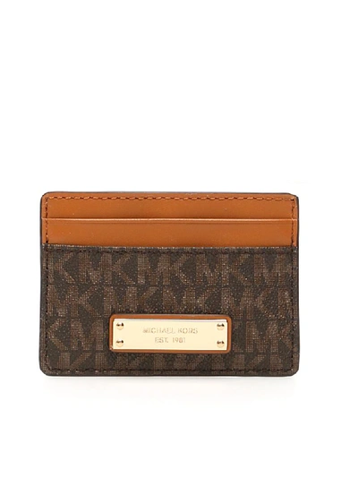 Michael Michael Kors Monogram Cardholder In Brown