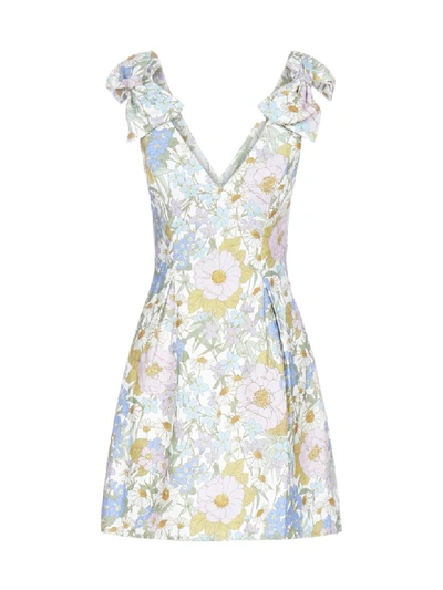 Zimmermann Super Eight Floral Print Linen Dress In Blue Meadow