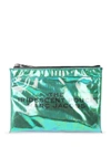 MARC JACOBS GREEN IRIDESCENT POUCH,11160612