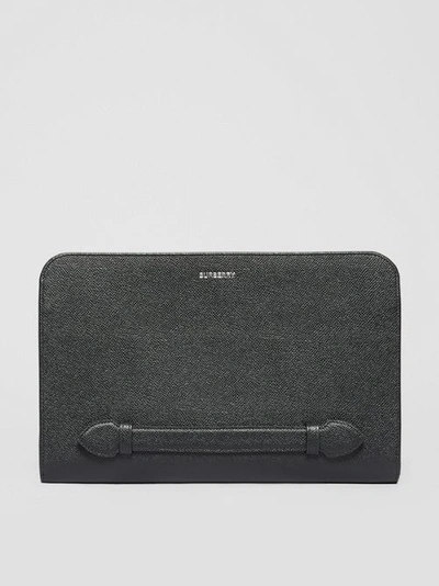 Burberry Grainy Leather Ziparound Pouch In Black
