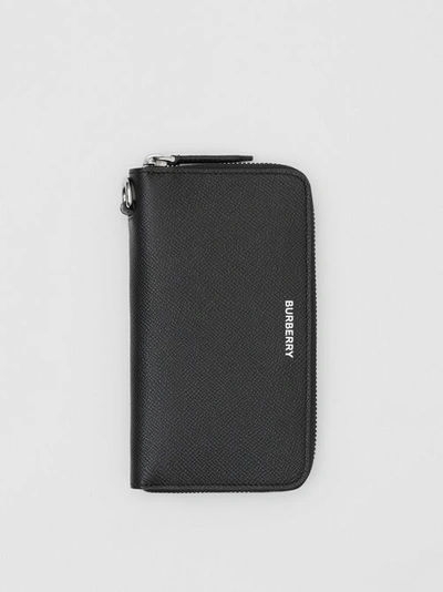 Burberry Grainy Leather Phone Wallet In Black