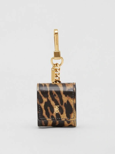 Burberry Leather Leopard Print Earphone Case