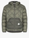 AND WANDER AND WANDER MENS GREY DIAMOND QUILTED HOODED JACKET,AW93FT00313807292