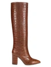 PARIS TEXAS Knee-High Croc-Embossed Leather Boots