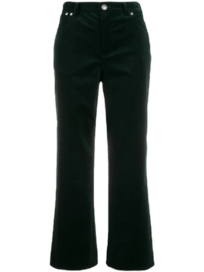 Apc Cropped Corduroy Trousers In 绿色