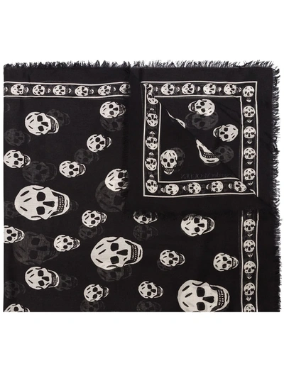 Alexander Mcqueen Skull Print Scarf In Black