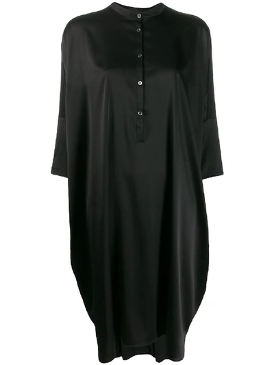 6397 Button Down Shift Dress In Black