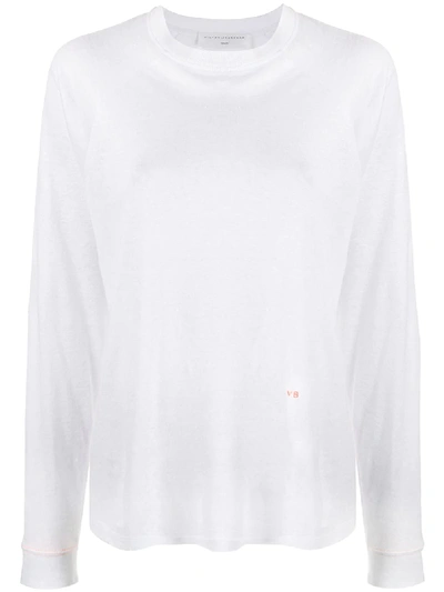Victoria Beckham Long-sleeved Knitted T-shirt In White