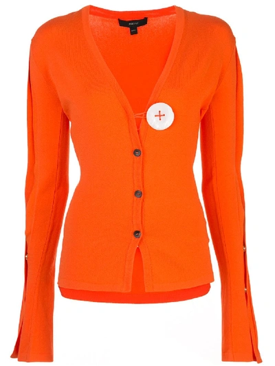 Ellery Contrast Button Cardigan In Orange