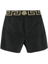 Versace Medusa Greca Waistband Swimming Trunks In 黑色